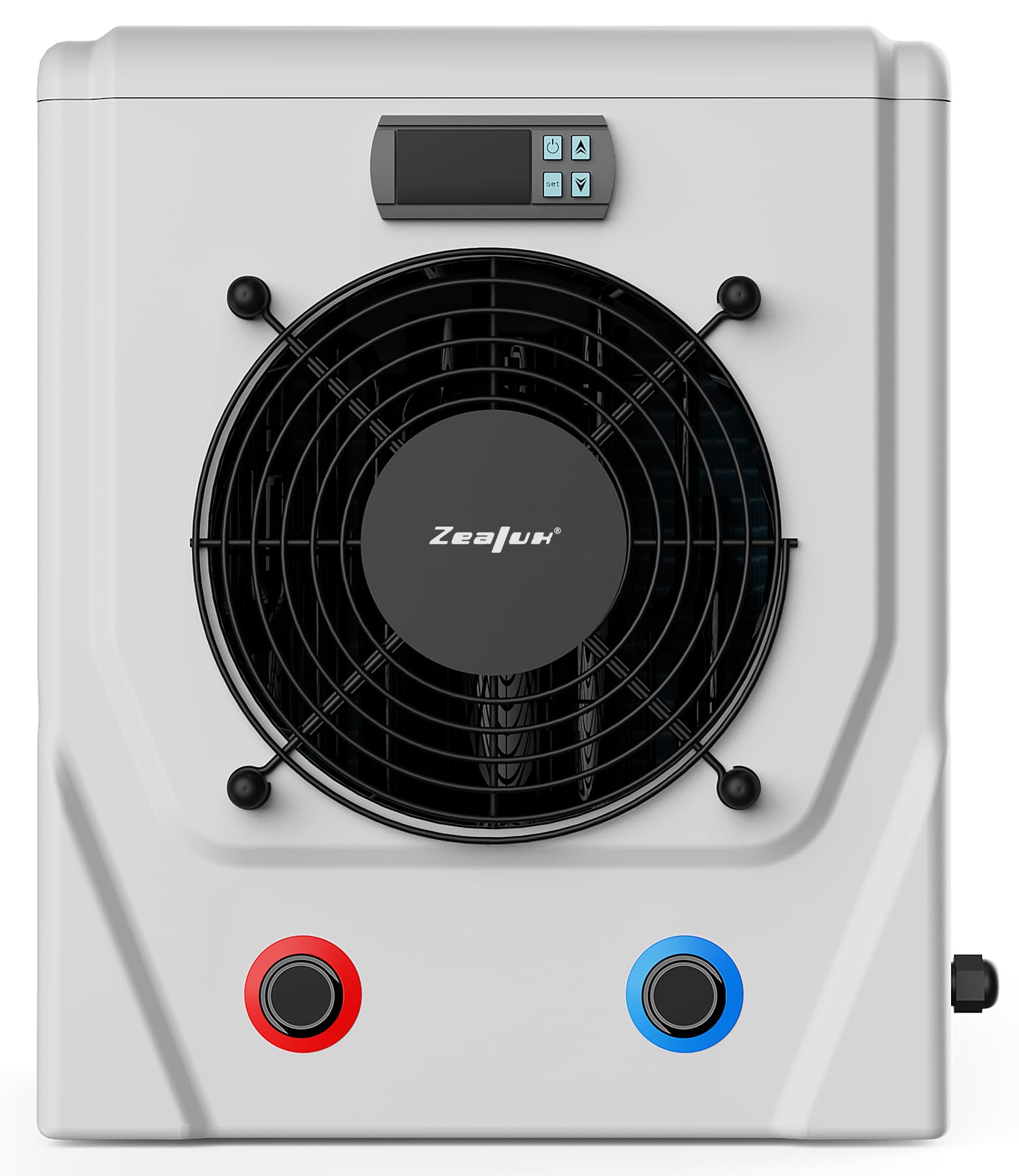 Mini Pompa di Calore per Piscine Fuori Terra Fino a 16m³,capacità di Riscaldamento 2.5KW~4.2KW, Tensione di Funzionamento 220V,Collegamento Acqua Ø32/38mm,Sensore di Flusso,Bianco (ALSAVO 25)