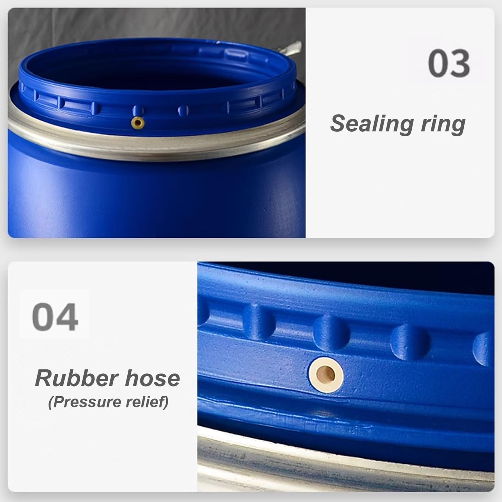 Contenedores de Almacenamiento de Agua con Grifo, Plástico Barril de Almacenamiento de Agua con Tapa, Anillo de Sellado de Metal, Cubos de Plástico de Calidad Alimentaria(200L)