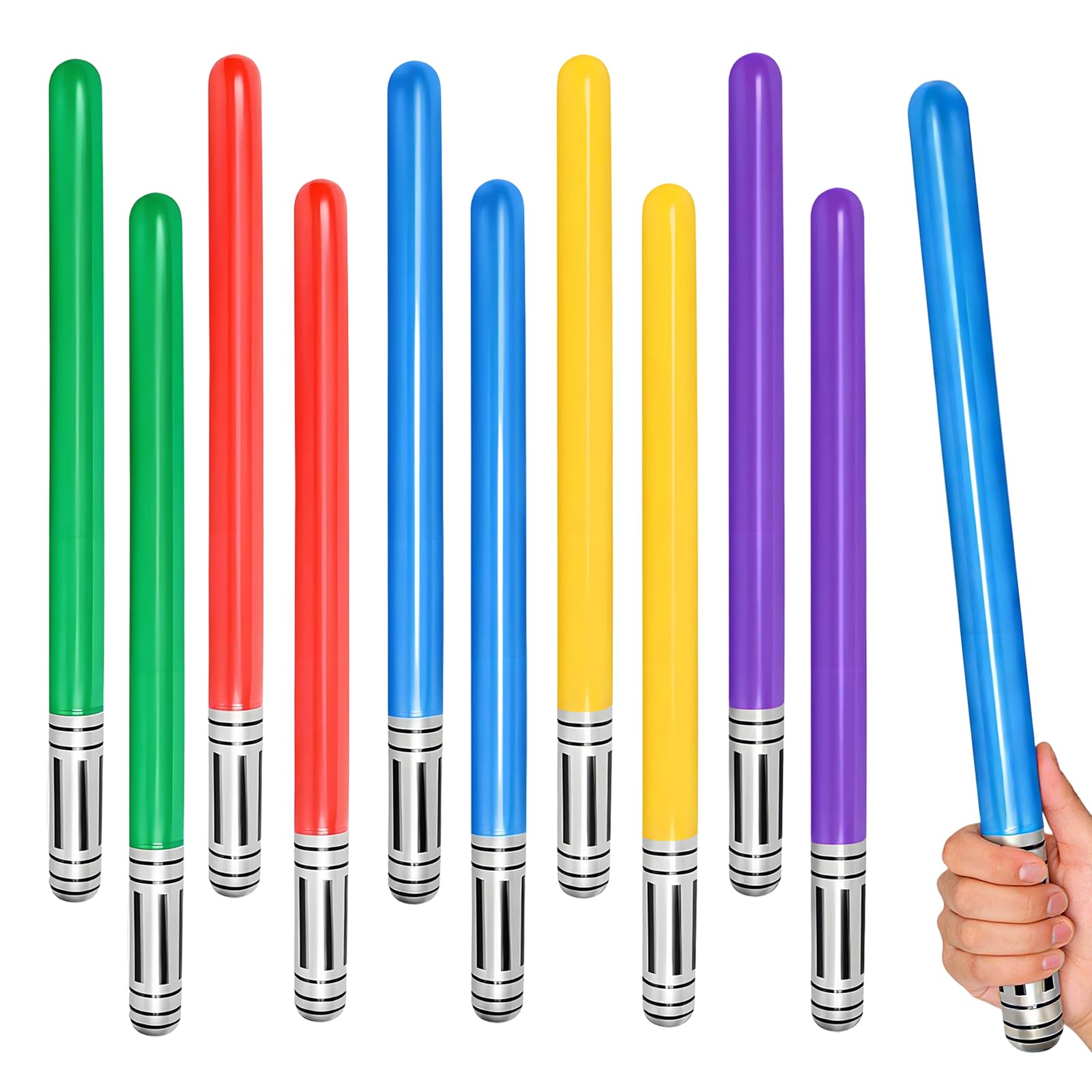 10Pcs Lightsaber Sword Inflatable Balloons 5 Colours Inflatable Sword PVC Lightsaber Props Balloons Adults Party Supplies Favors Accessories for Cosplay Carnival Theme Party