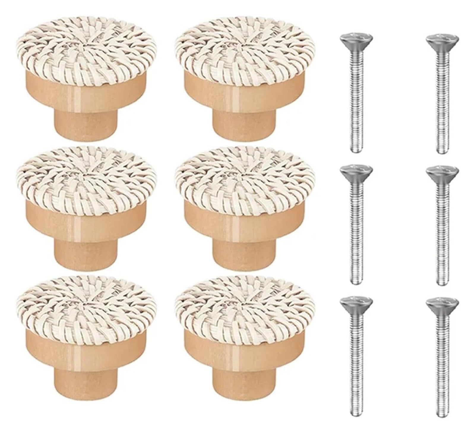 NHralpajj Wood Rattan Drawer Knobs
