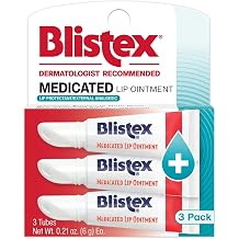 Blistex Medicated Lip Ointment, 24 Hr Moisture, 0.21 oz, 3 Pack | Clinically shown to elevate lip moisture, help heal dry, chapped lips, and improve overall lip condition