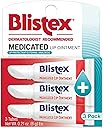 Blistex Medicated Lip Ointment, 0.21 Ounce Tube, Relieves Cold Sores & Helps Heal Dry Chapped Lips, Pain Relief from Lip Sores & Blisters, Healing Ointment, 3 Count(1 Pack)