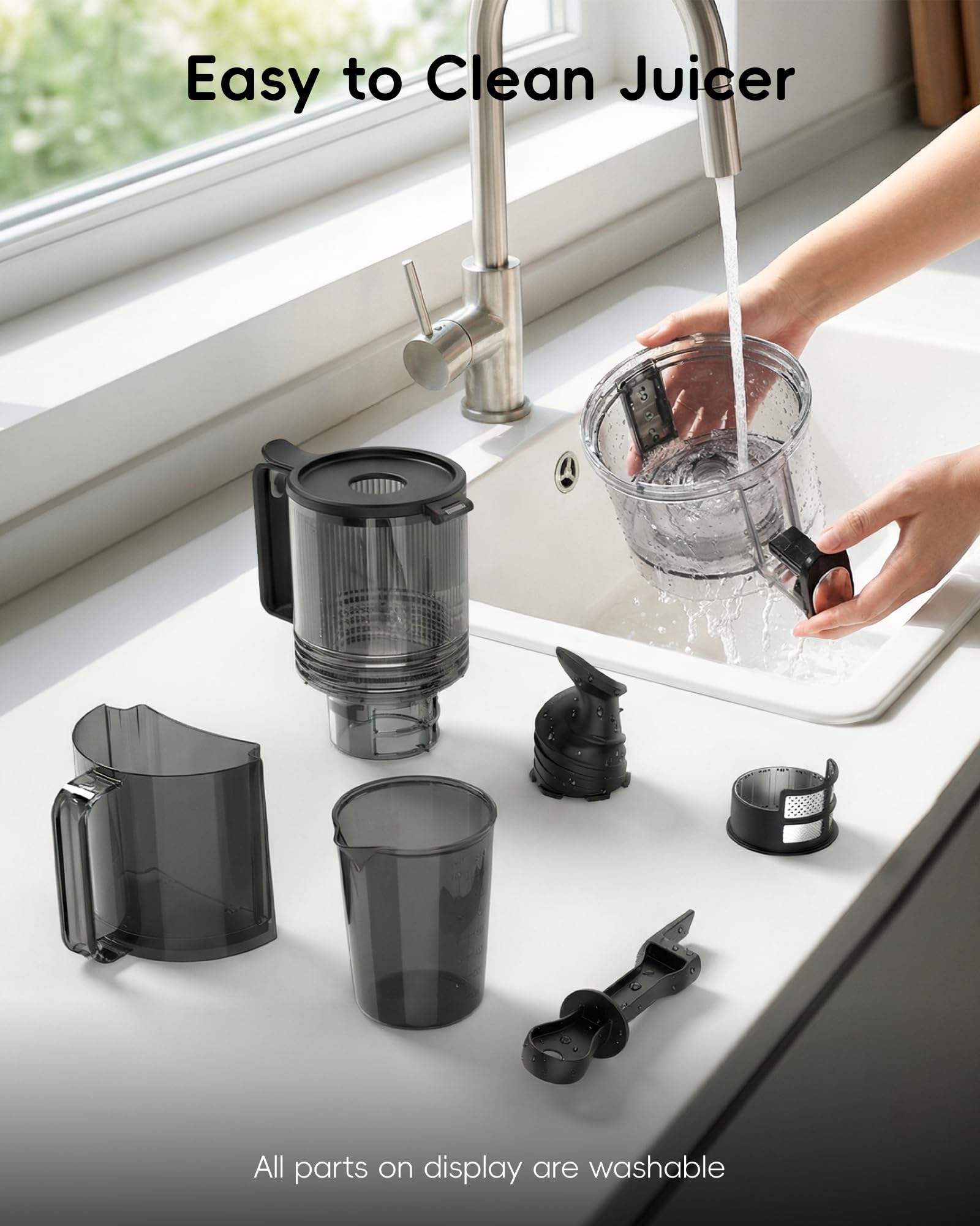 FORLIM Extracteur de Jus 250W Lent Rotatif 130mm Grande Cheminée Auto-alimentée 1,7L Réservoir Argent
