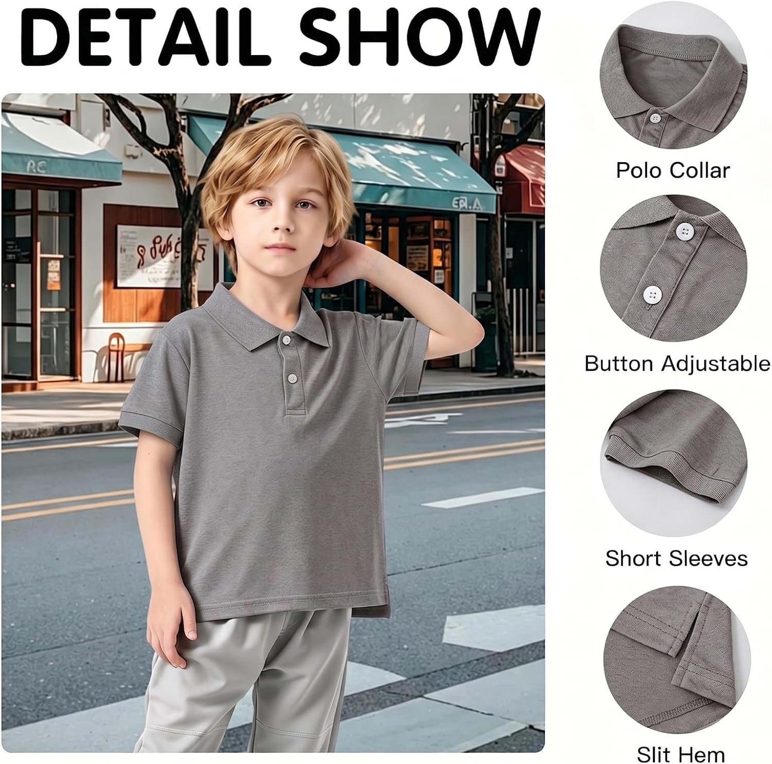 Boys Polo Shirt Short Sleeve Pique Polo School Uniform Shirts Kids Collared Golf Shirt for Boys (5-14Y)