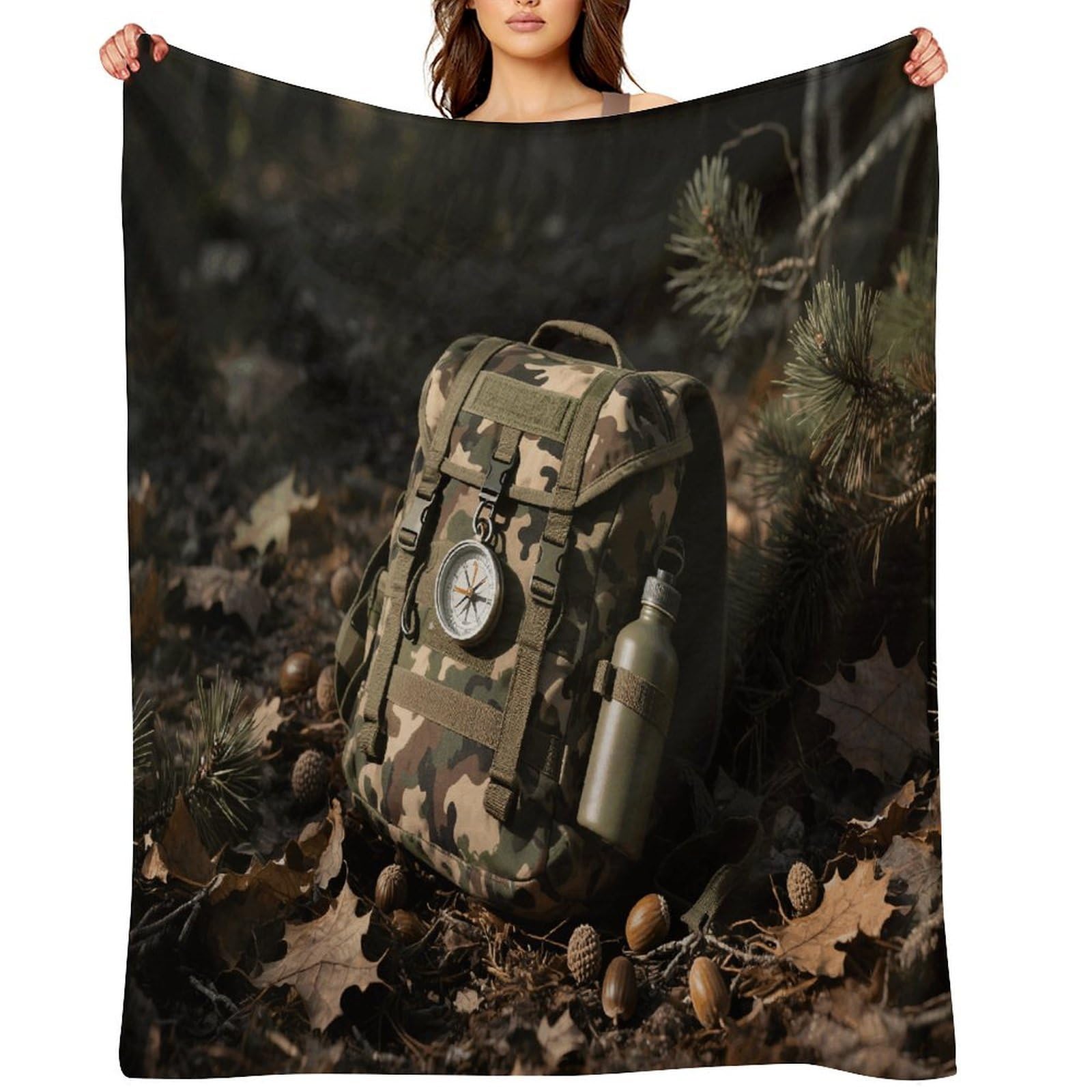Hunting Camo Throw Blanket for Couch and Bed Super Soft Warm Lightweight Throw Blankets Cozy Fuzzy Flannel Blanket Personalized Decorative Blankets for Sofa Decor 60"x80"