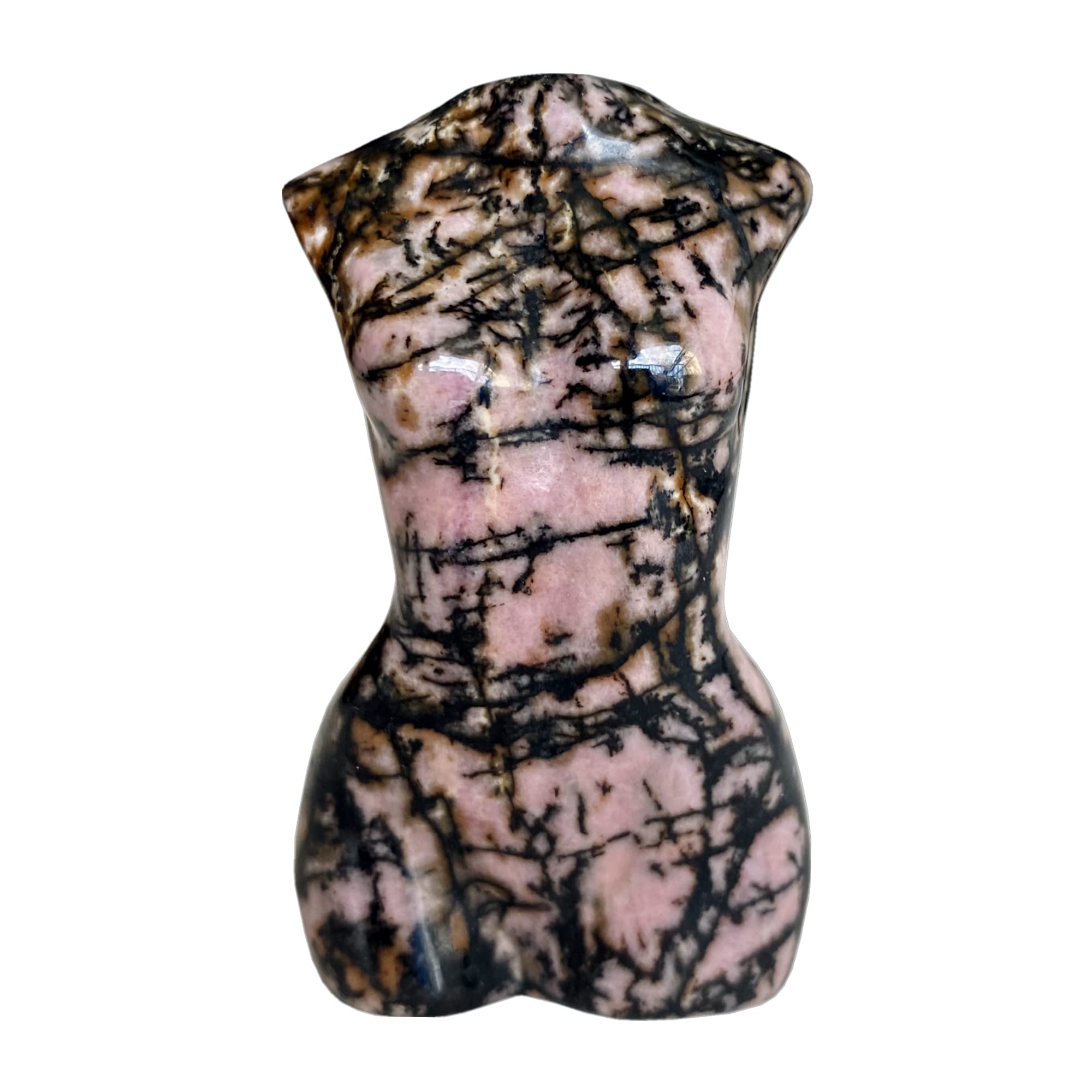 Manekieko Rhodonite Healing Crystal Female Model Figurine Sculpture, 50mm Carving Pocket Palm Stone Office Decor Decoration - Image 2