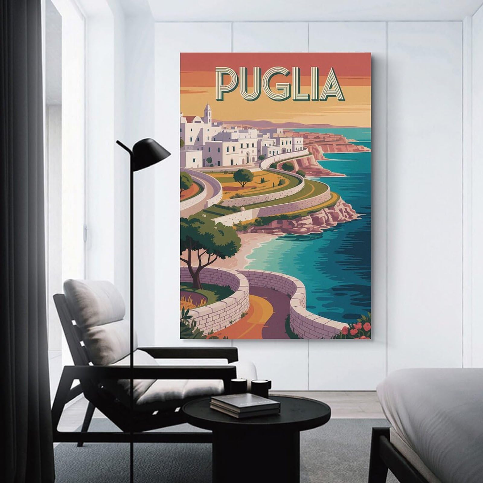 Junmoney Canvas Wall Picture Puglia Italy Travel, 08x12inch(20x30cm), for Study, Office Or Focused Interiors, Wall Art That Adds Style to Work Areas