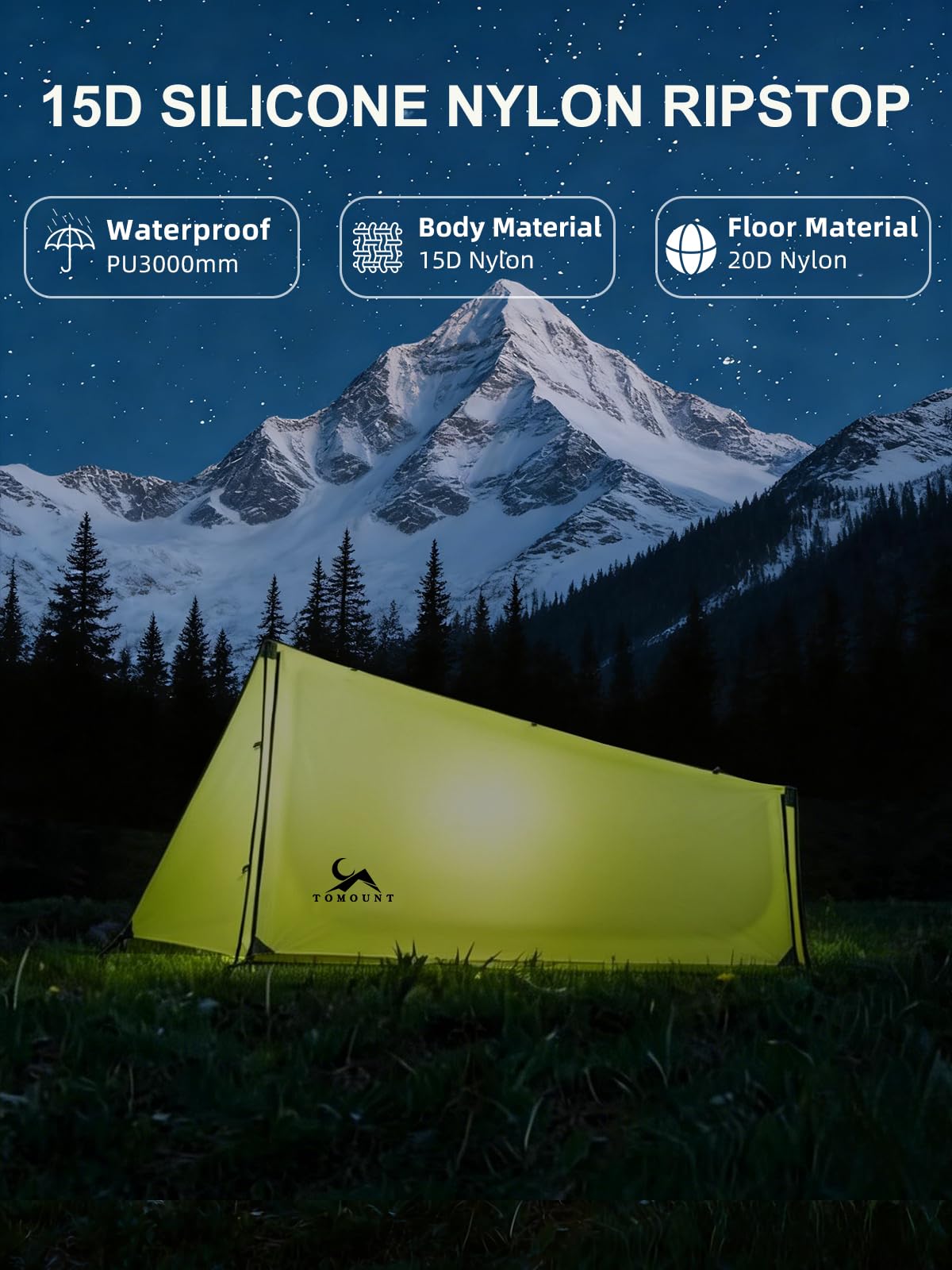 Amazon.com : TOMOUNT Ultralight Trekking Pole Tent for 1-2 Person