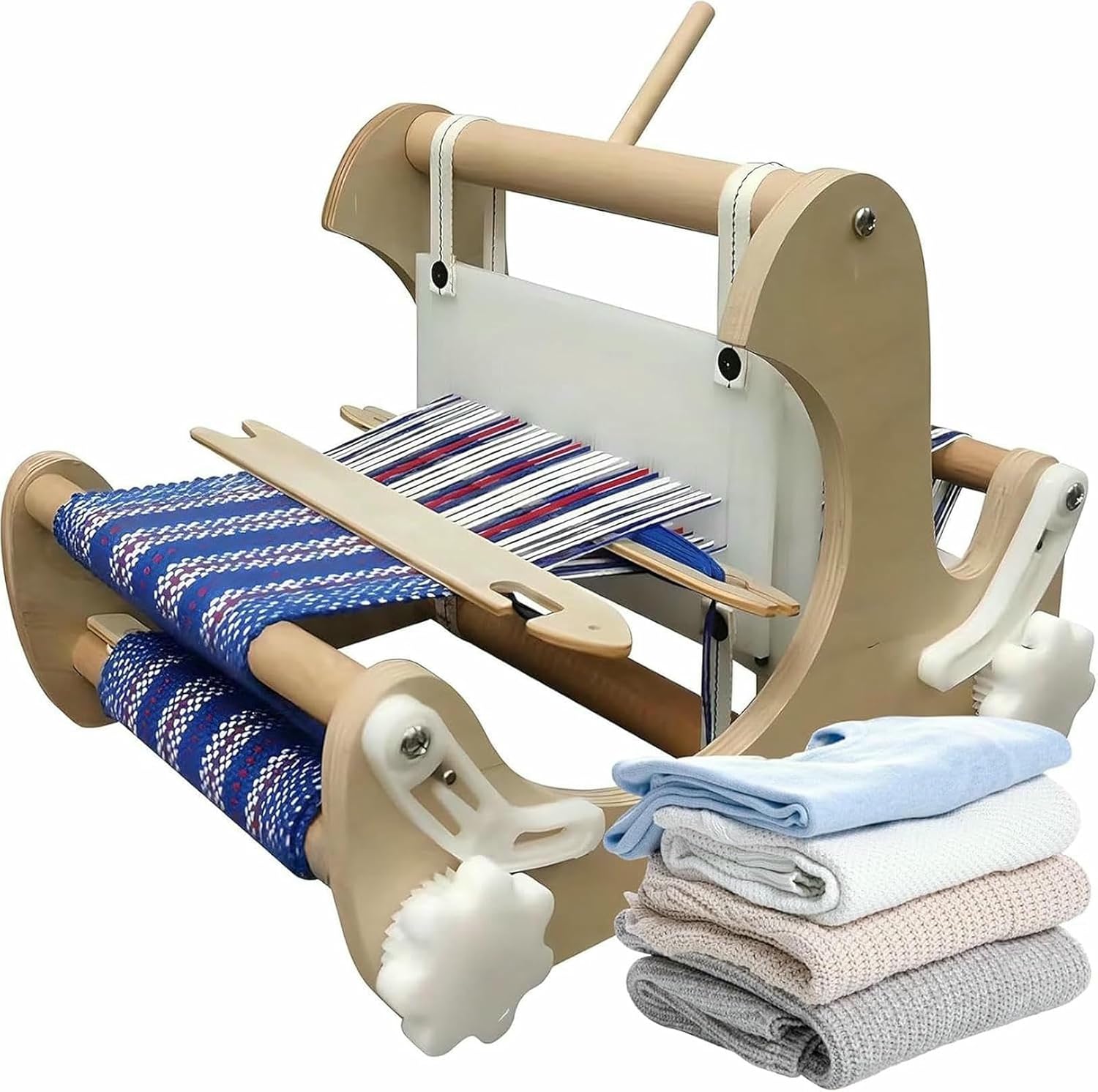 XDRGOOIUY Desktop Wooden Weaving Loom, Hand-Knitting Weaving Machine Set with Rigid Healds and Shuttles, Weaving Frame Loom with Mixed Yarns, for Beginners, Craft Artist