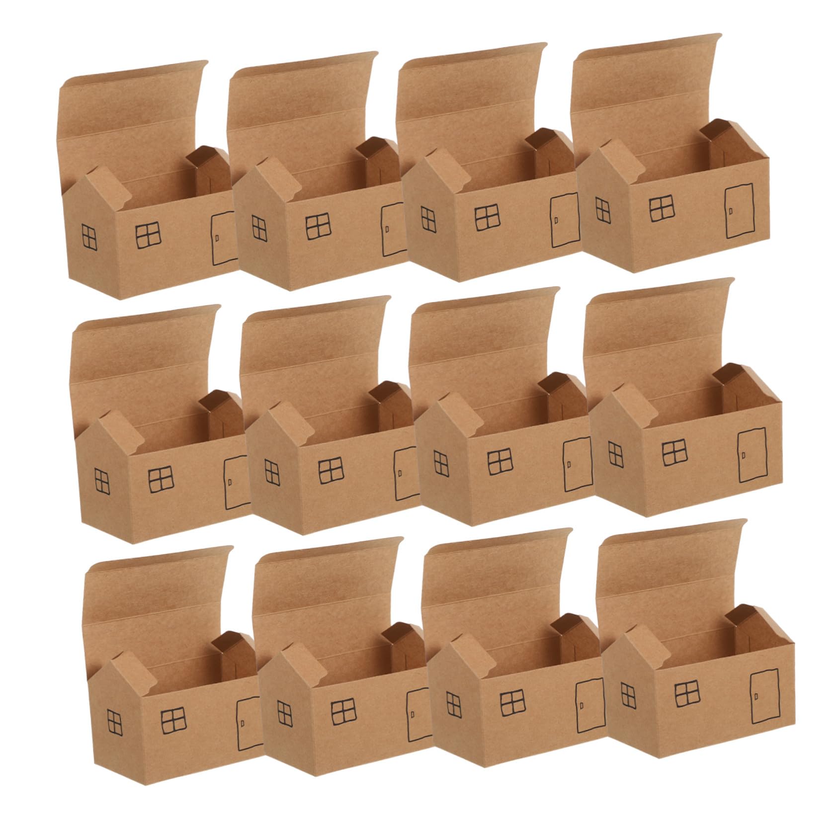 ELAYARD Lot de 50 Boîtes à Bonbons Pliables en Papier Blanc, Forme Maison, Légères et Décoratives, pour Fêtes et Mariages