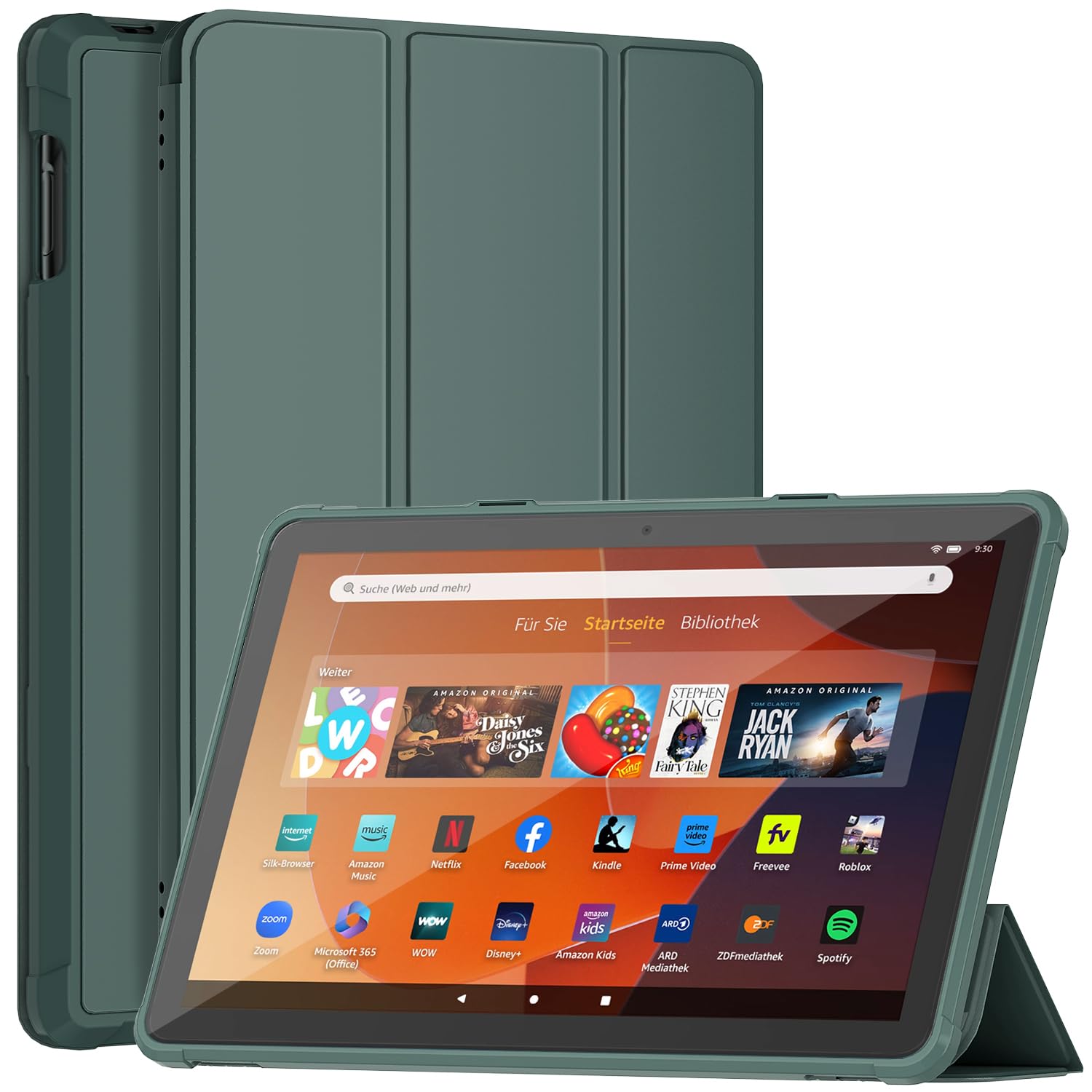 DJ&RPPQ Case for All-new 10 Tablet 13th Generation,2023 Release, Smart Trifold Stand with Soft TPU Back Case for 10 Tablet 10.1", Auto Wake/Sleep, Incompatible with iPad - Dark Green