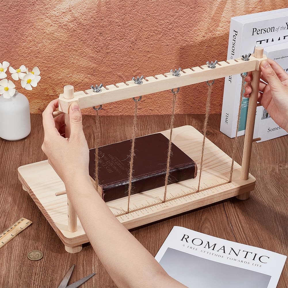 BENECREAT Set di Telai per Cucito e Rilegatura In Legno, Telaio per Rilegatura Libri, Forniture per Rilegatura A Mano di Libri Fatti A Mano, Fai Da Te, 40x25x32cm