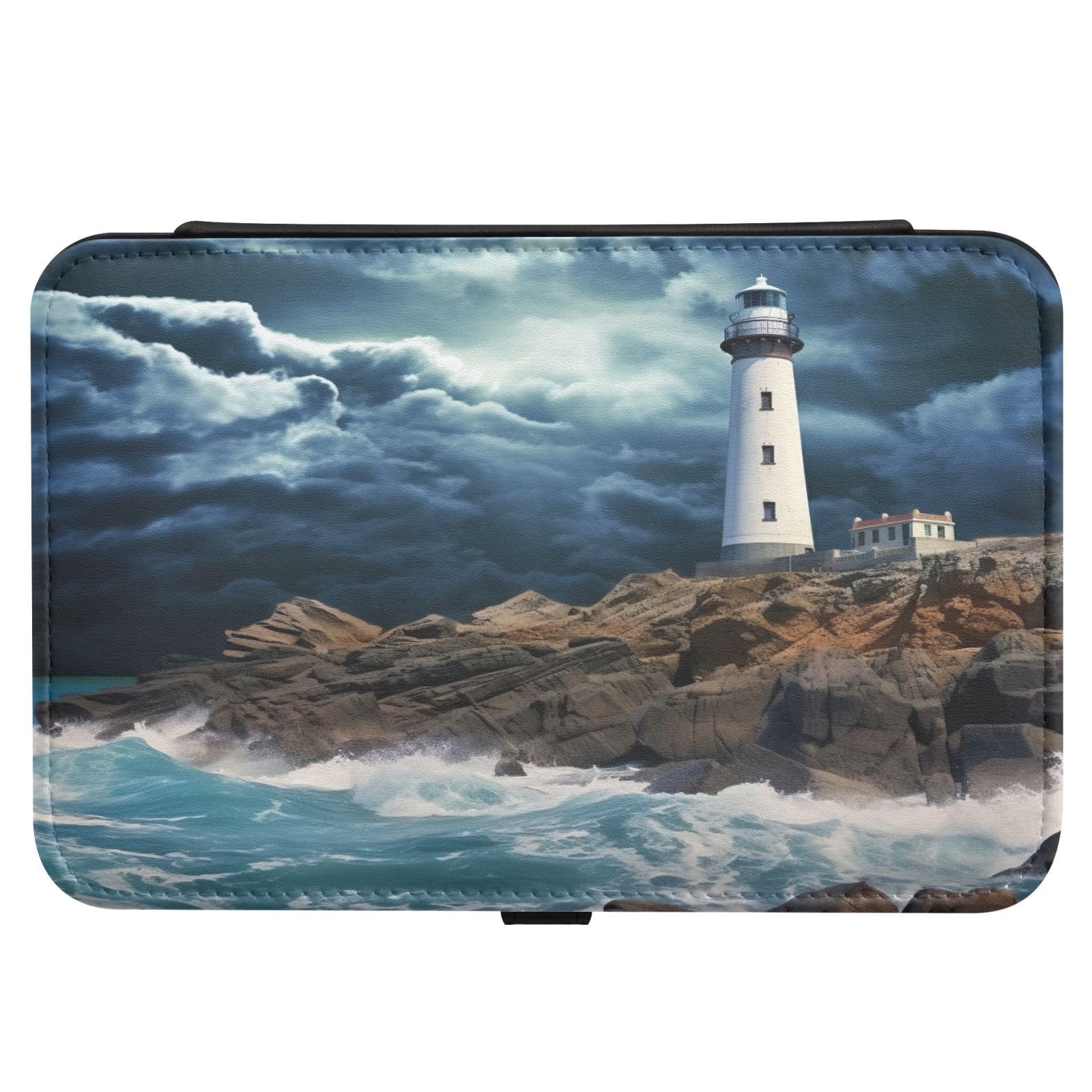 Haskirky Lighthouse Jewelry Box Portable PU Leather Travel Jewelry Organize for Women Jewelry Storage Display Holder for Ring, Necklace, Earring