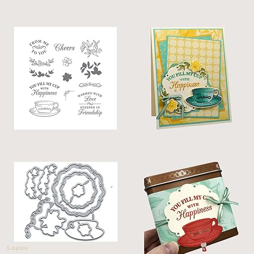 Miniatura 9 de Lapoo Sellos y troqueles para hacer tarjetas, manualidades de álbumes de recortes, troqueles de corte de metal, suministros de arte, regalos de