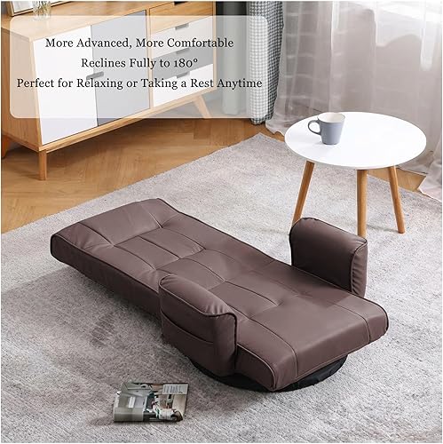 Miniatura 7 de FLOGUOR Silla giratoria de 360 para juegos con reposabrazos, sofá plegable ajustable de 14 posiciones, respaldo acolchado, reclinable multiángulo