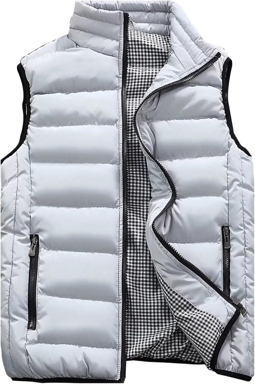 Vcansion Men's Outdoor Casual Stand Collar Vest Padded Jacket Coat Vest