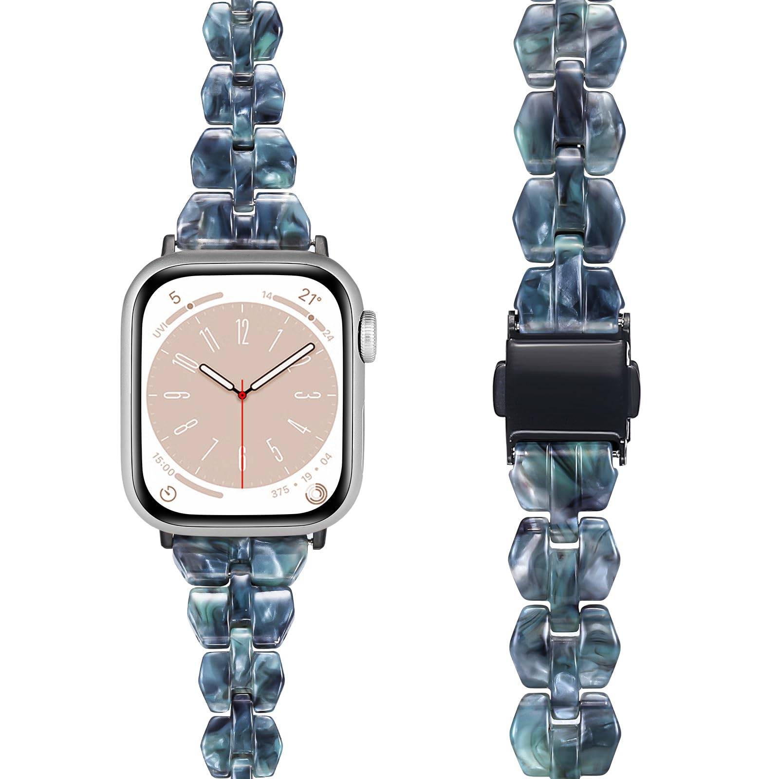 BAIHUIAM Bands Compatible with Apple Watch Band 38mm 40mm 41mm 42mm 44mm 45mm 49mm Women Slim Resin Band Bracelet Thin Lightweight Replacement