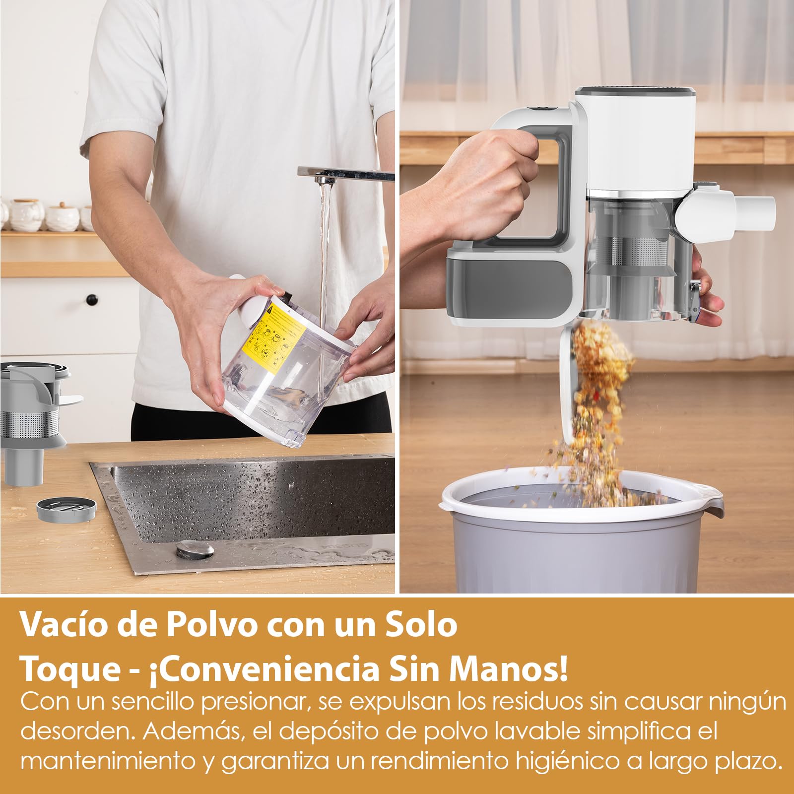 VersLife Aspiradora sin Cable S6PRO,30KPa Escoba Aspiradora sin Cable Potente,Diseño Sin Enredos,Filtración HEPA,Aspirador Vertical Ligera con Accesorios Multifuncionales para Suelos y Mascotas