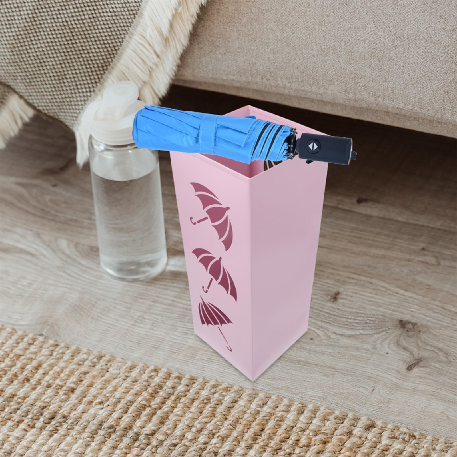 Rosa Schirmständer aus Eisen, Quadratisch, Modern für Zuhause