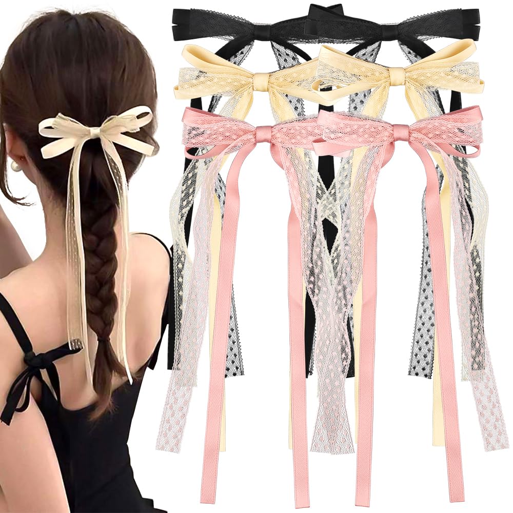 Amazon.com : 6Pcs Lace Hair Bow for Women,Cute Hair Bows Barrettes