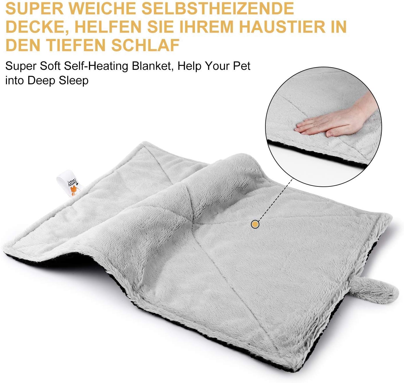 Toozey Self Heating Pet Beds Blankets Pads for Cats & Puppies, Size 68 cm × 48 cm, Self Heating