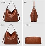 Large Hobo Crossbody Bag for Women, Vegan PU Leather Shoulder Purse with Multi Pockets, Adjustable Strap, Vintage Style