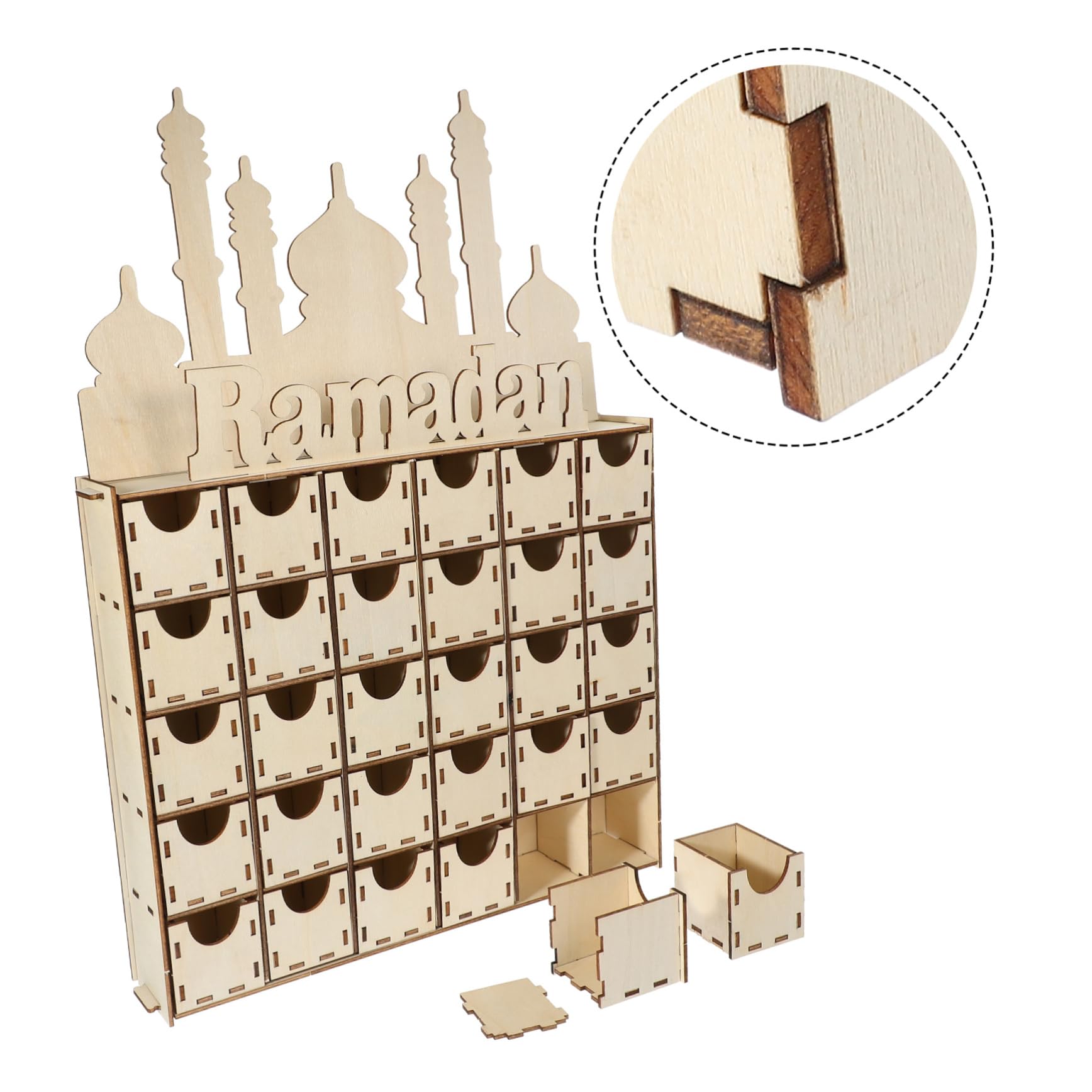 MAGICLULU Calendario De Adviento De Madera Para Hacer Uno Mismo Calendario De Regresiva Para Eid Mubarak Adornos De Madera Para Decoración De Hogar Durante Ramadán