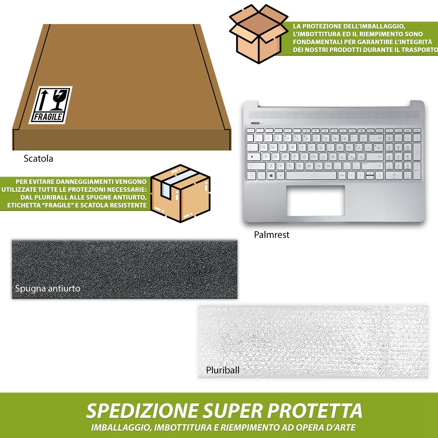new net - Top case Palmrest con tastiera compatibile con HP 15-dy, 15-ef, 15s-eq, 15s-er, 15s-fq, 15s-fr, 15t-dy, 15z-ef [Frame Silver - senza touchpad - Layout ITA]