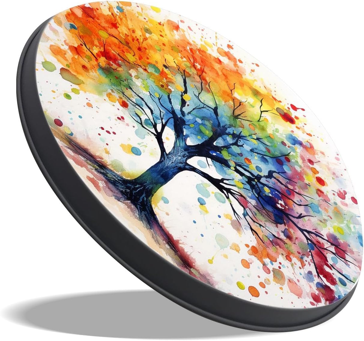 Watercolor Tree of Life Hand Painted Colorful Four Seasons Tree Print Set of 4 Stove Burner Covers - Premium Round Electric Stove Range Protectors,8 IN & 10 IN
