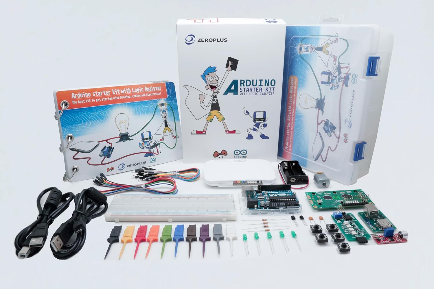 Zeroplus Arduino Starter Kit with Logic Analyzer – 8 Channel Logic Analyzer | Official Arduino UNO Board | Illustrated Guidebook
