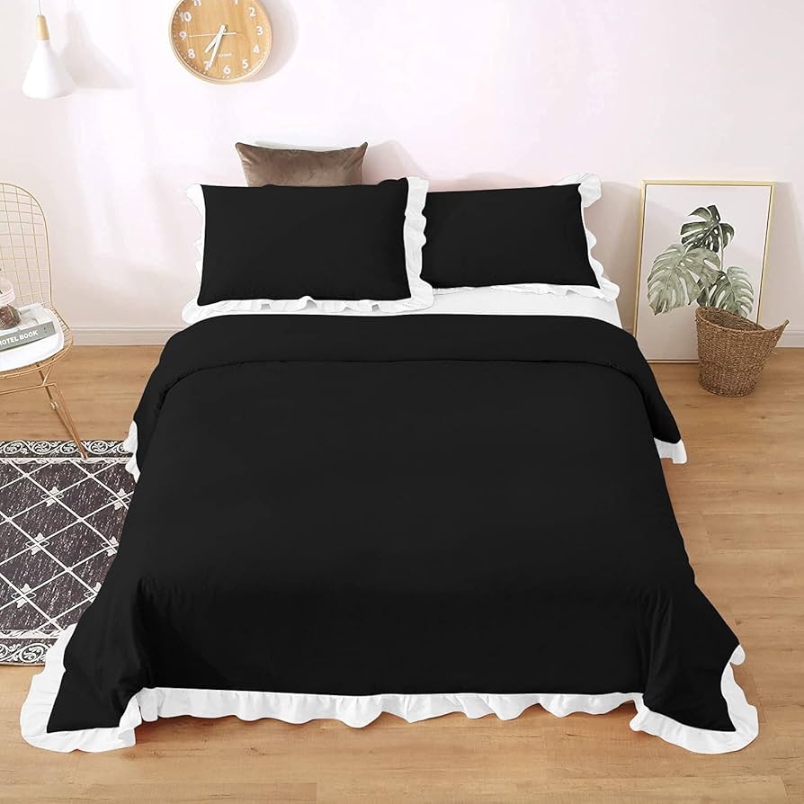 black ruffle duvet cover
