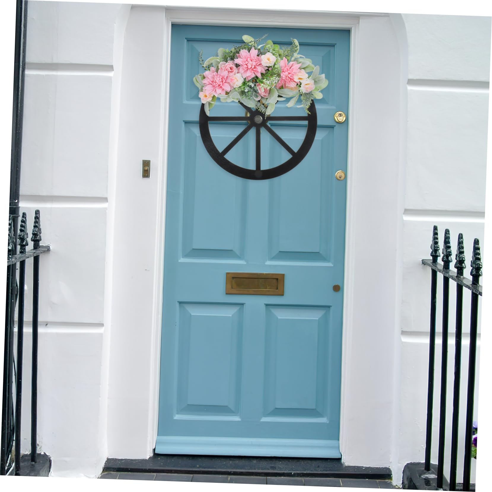 Hemobllo Ghirlanda Primaverile Artificiale di Legno e Decorazione Floreale Forma di Ruota per Porta d Ingresso Ornamento senza Manutenzione