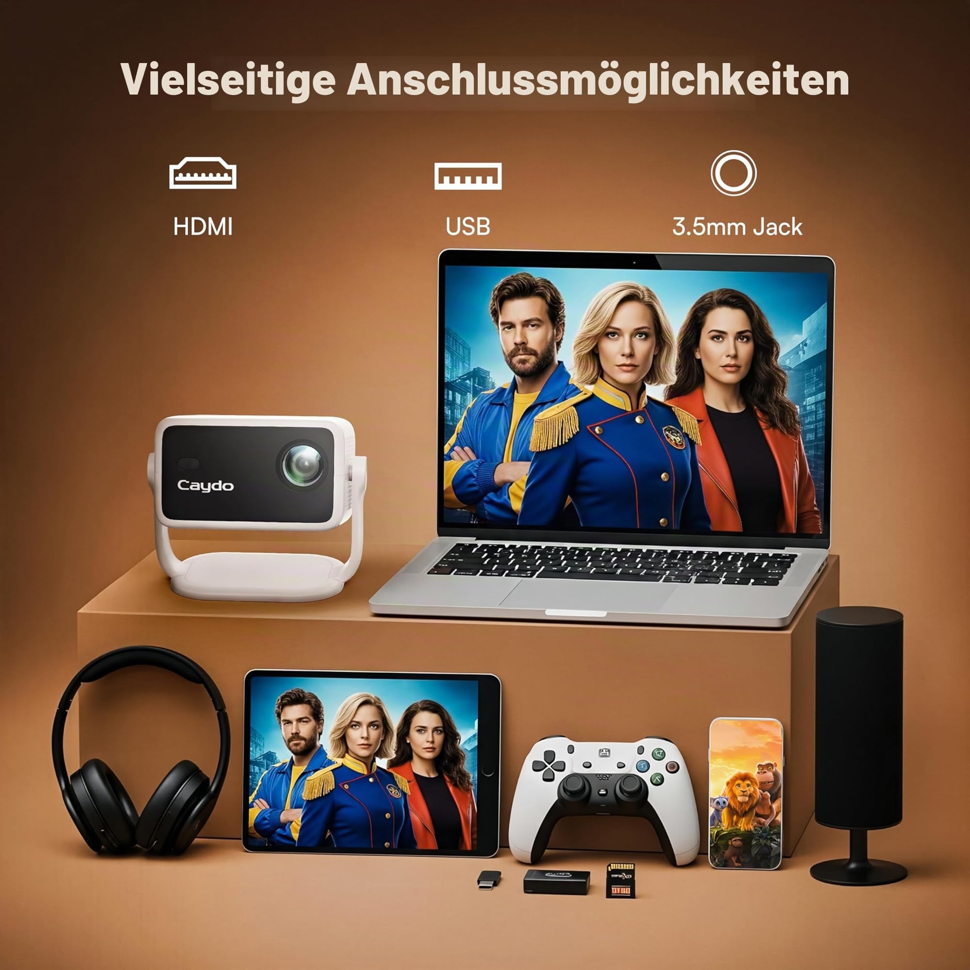 Caydo P3 Kunstprojektor, nativer 1080P Zeichenprojektor für Künstler | Integrierte exklusive Zeichen-App, Autofokus und Trapezkorrektur, 360° drehbarer Standfuß, Projektion von 40″ bis 120″