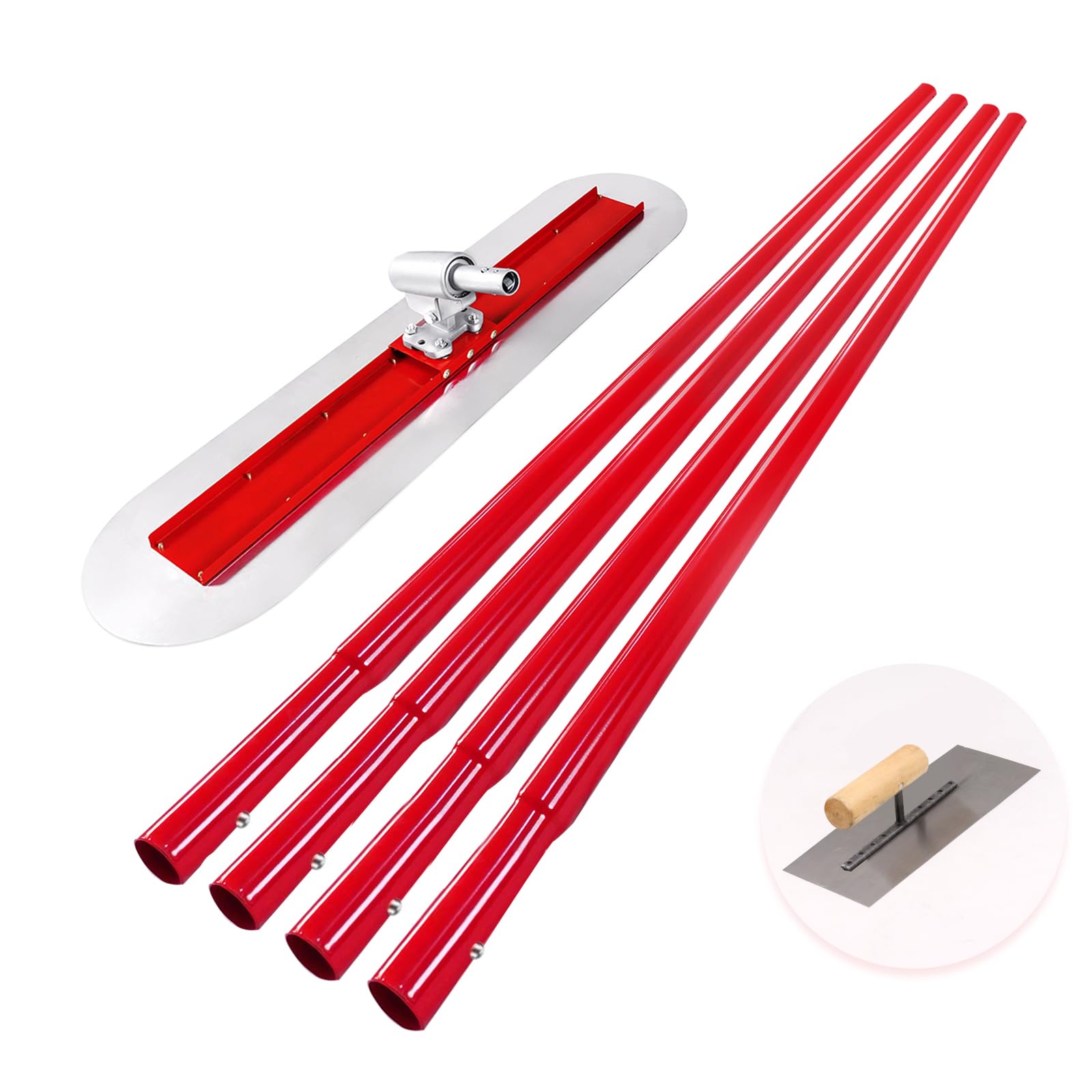 Bull Float Concrete Bull Float Tool Kit 48"x12" Fresno Round End Stainless Steel Board Kit Tool Cement Trowel Tools Float Bracket Concrete Tools