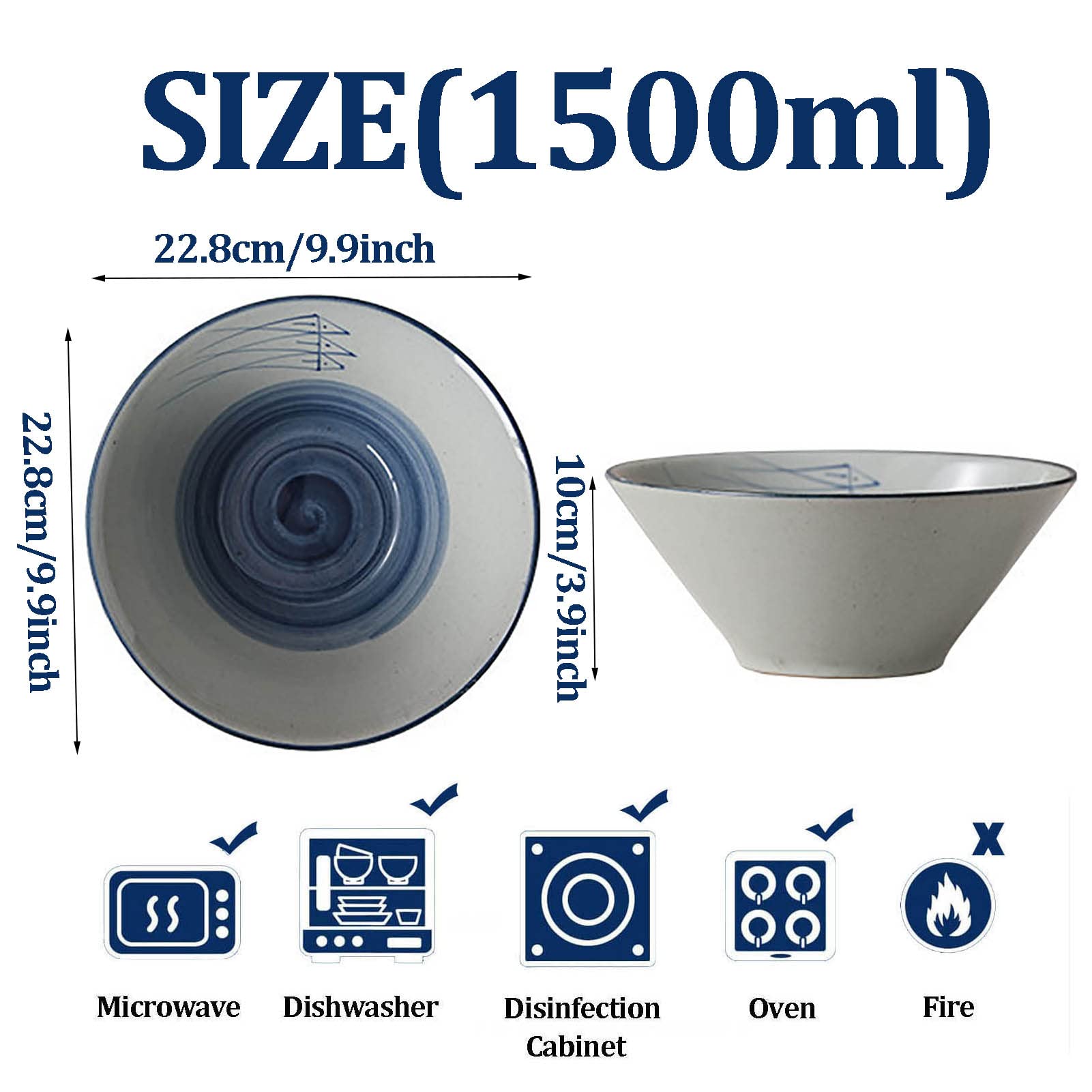 Cuencos Ramen de Porcelana Conjunto de 2, Ramen Bowl Japonés Tazón de Fideos Grandes para Sopa Pho Udon Pasta Soba Arroz Ensalada Cereal Lavavajillas Microondas Caja Fuerte
