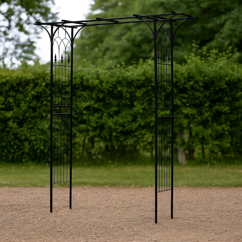 Wiltec Arco da giardino per rose e piante rampicanti 205x50x208cm acciaio nero