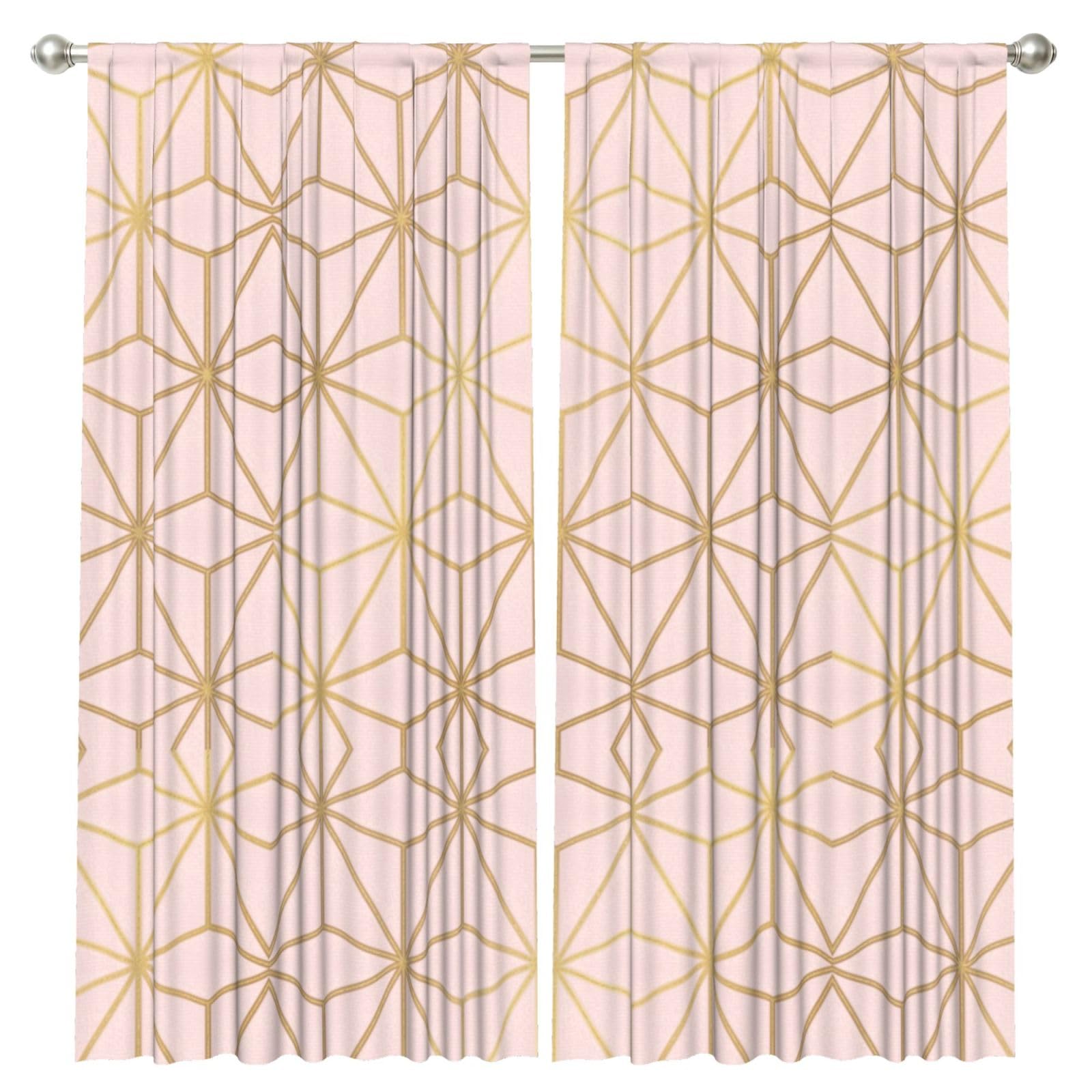 InOmak Astral Metallic Blush Pink Gold, 2 Panels Window Curtains 52 x 84 Inch Blackout Curtains for Living Room Bedroom