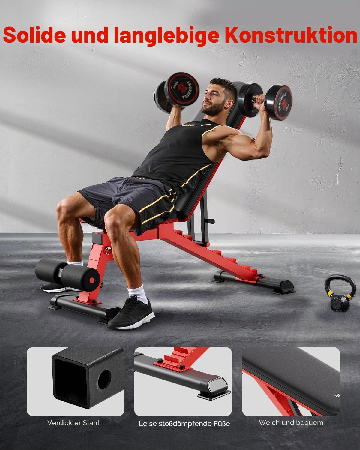 VEVOR Hantelbank Hantelbankpresse (544 kg belastbar) für Ganzkörpertraining, verstellbare Sit-up-Bank für Krafttraining im Heim-Fitnessstudio, Flachbank mit Schnellklapp- und Schnellverstellung