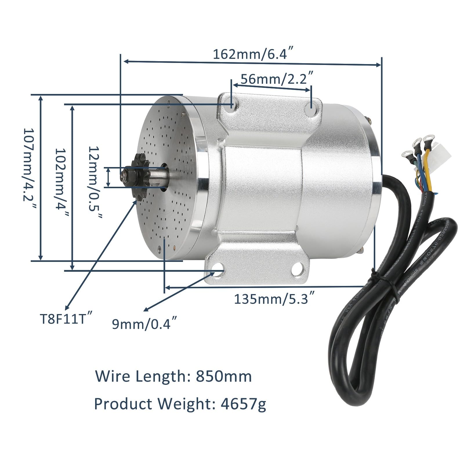 CWTD 60V 2500W Brushless Electric Motor MY1020 for Electric Bike Electric Scooter Go Kart ATV Quad
