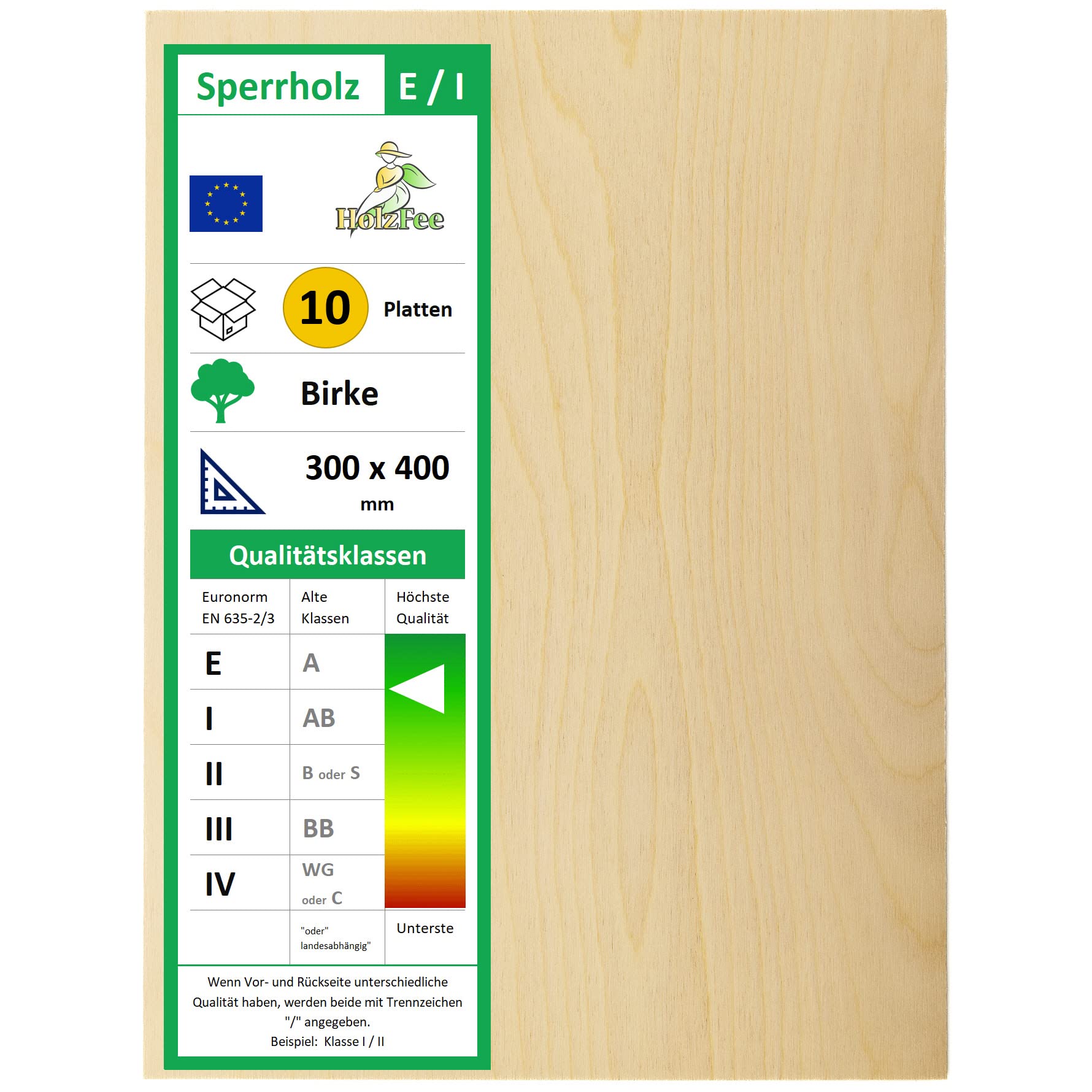 10 Stück Sperrholzplatte 3 mm 400 x 300 mm Klasse E/I beste Qualität Birkensperrholz