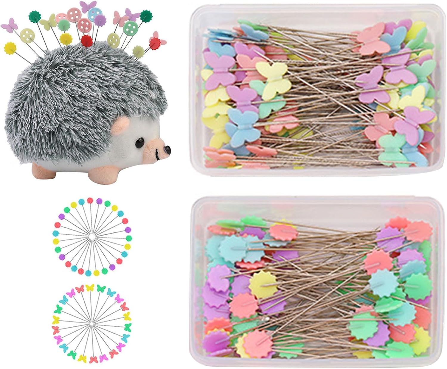 2 Set Animal Shape Pin Cushion Sewing Pins Fixed Position Needle Flower Head Pins Dressmaking Pins Straight Pins