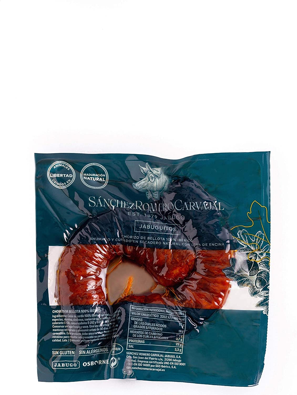 Jabuguitos - Chorizo de Cerdo Puro Ibérico de Bellota. 4 paquetes.