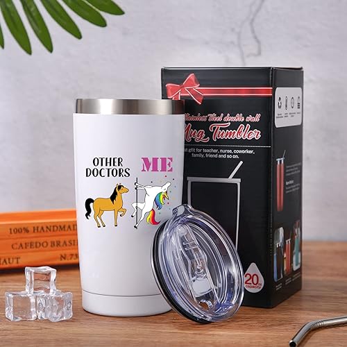 Miniatura 5 de Christmas Doctors Gifts - Vaso de 20 onzas de acero inoxidable sellado al vacío, taza de café de unicornio, regalo de cumpleaños de dentista, vaso