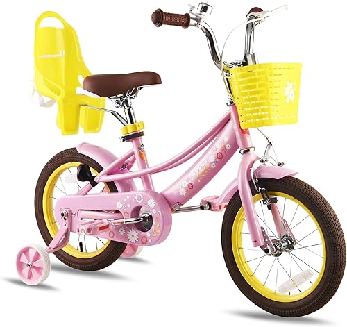 RULLY Bicicleta infantil de 12 pulgadas para niñas y niños de 2, 3 y 4 años, con ruedas de entrenamiento y campana de cesta, bicicleta para niños