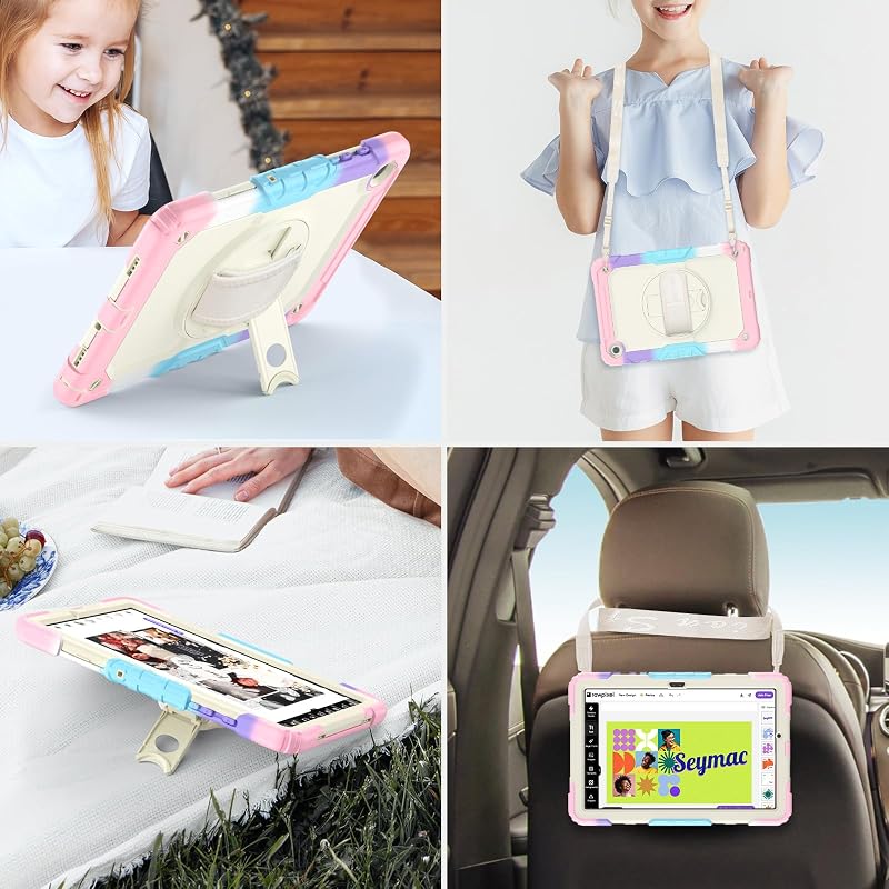 SEYMAC Samsung Galaxy Tab A9 Plus 11" (2023) Védőtok - 360° Forgatható Állvány, Kézpánt, Vállpánt, Tolltartó, Beépített Képernyővédővel - Te