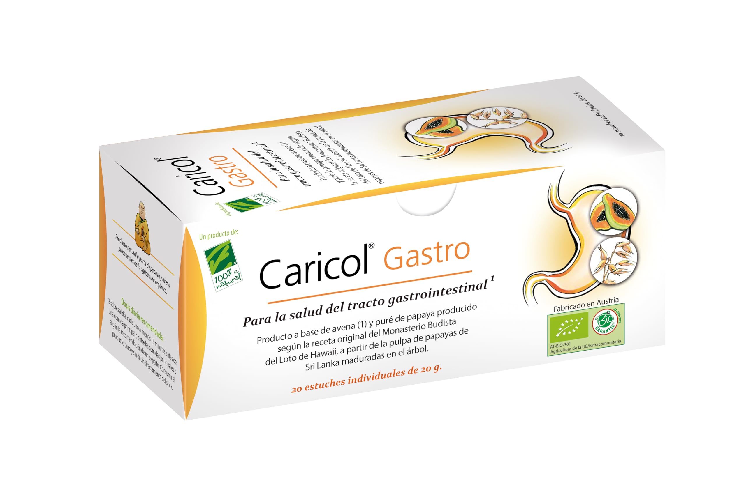 CIENPORCIENNATU CARICOL GASTRO 20sbrs – poudre en sachets pour une préparation simple, étui de 20 sachets-dose, idéal pour ceux qui recherchent une préparation rapide et simple et facilite la prise en