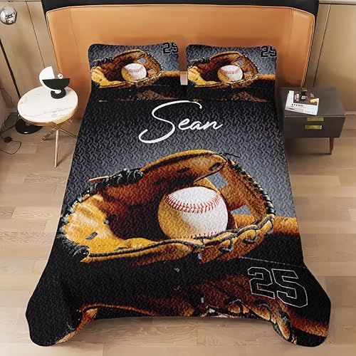 Miniatura 5 de Edredón de béisbol con número de nombre, edredones de cama de béisbol de reina a hija, el mejor juego de edredón decorativo para niños, juego de