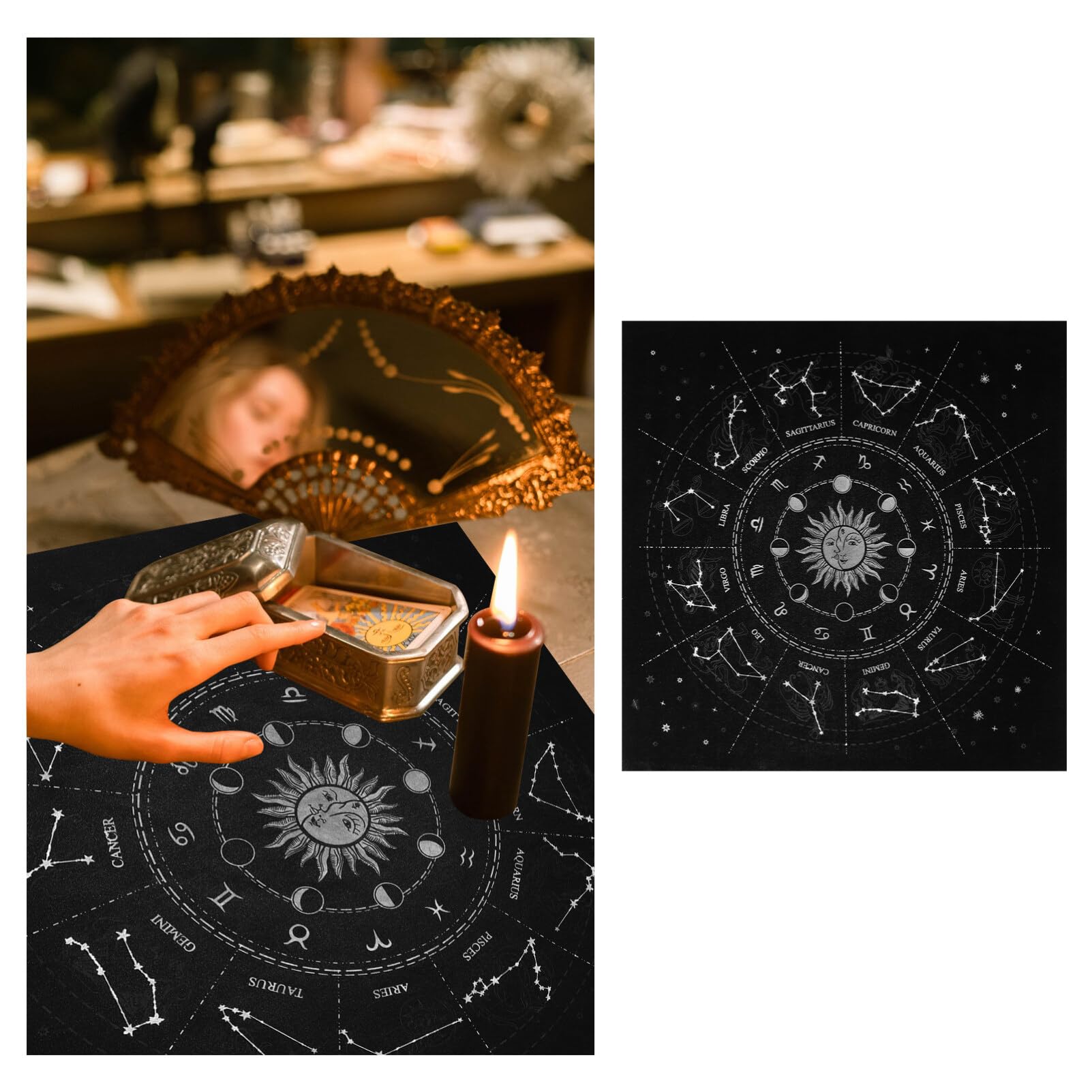 Alipis 1kawałek Mysterious Tarot Divination Tablecloth Flannel Antypoślizgowy Idealny Do Gier Planszowych i Imprez Magiczna Atmosfera Dla Miłośników Tarota