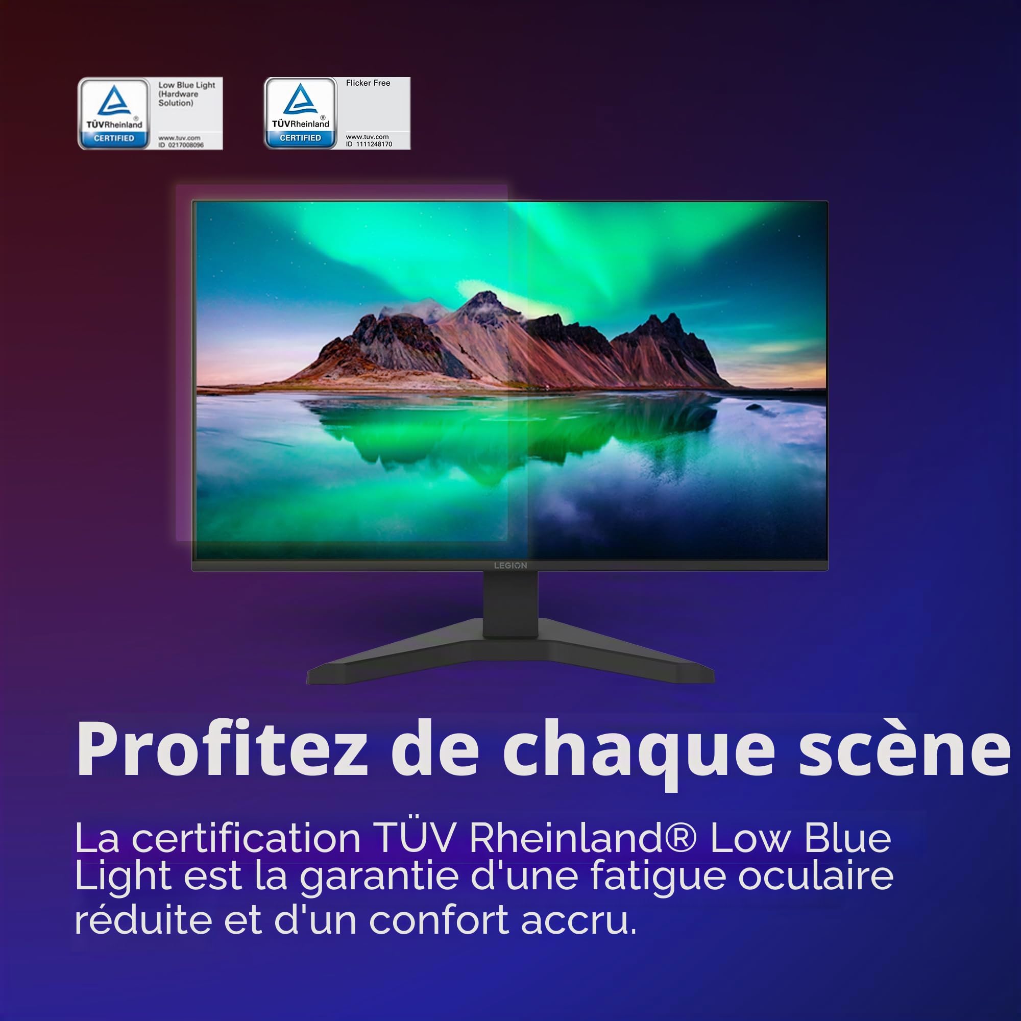 Lenovo Legion R27s - Écran 27'' FHD (1920x1080, IPS, 144 Hz, 1 ms, 1x HDMI+DP, 99% sRGB, Cable HDMI) - Noir Raven