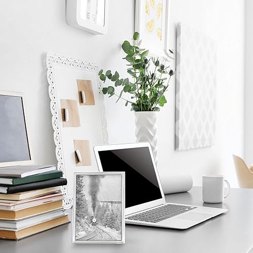 Miniatura 2 de TIZO - Marco de fotos decorativo con borde lineal fino de 5 x 7 pulgadas, marco de fotos de calidad boutique, colección TIZO (plata esterlina 925)